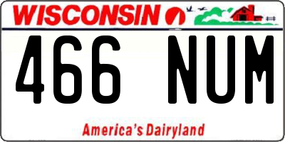 WI license plate 466NUM