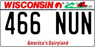 WI license plate 466NUN