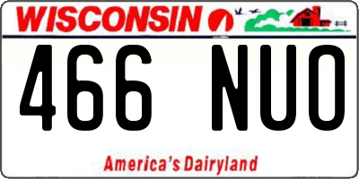 WI license plate 466NUO