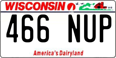 WI license plate 466NUP