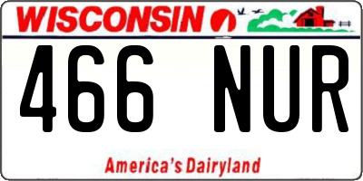 WI license plate 466NUR