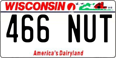WI license plate 466NUT