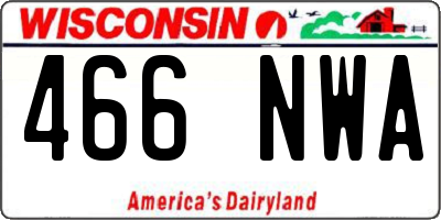 WI license plate 466NWA