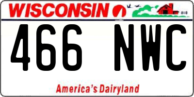 WI license plate 466NWC