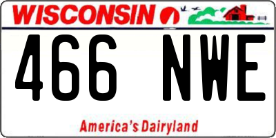 WI license plate 466NWE