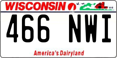 WI license plate 466NWI