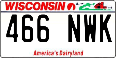 WI license plate 466NWK