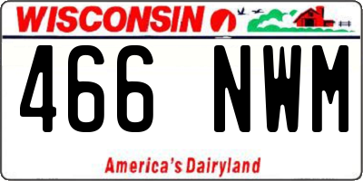 WI license plate 466NWM