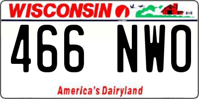 WI license plate 466NWO