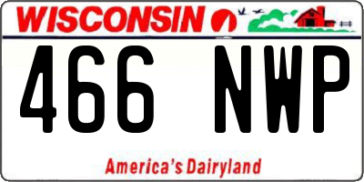 WI license plate 466NWP