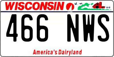 WI license plate 466NWS