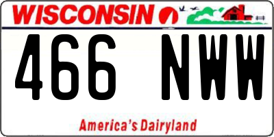 WI license plate 466NWW