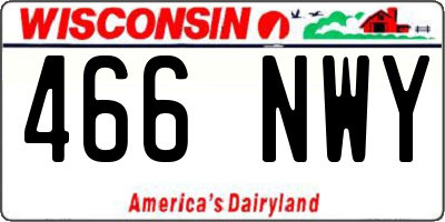 WI license plate 466NWY
