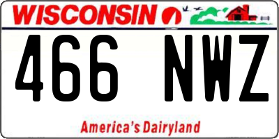 WI license plate 466NWZ