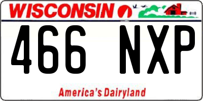 WI license plate 466NXP