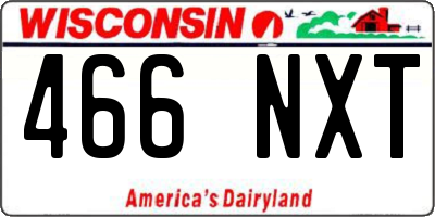 WI license plate 466NXT