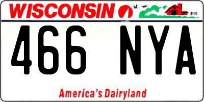 WI license plate 466NYA