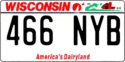 WI license plate 466NYB