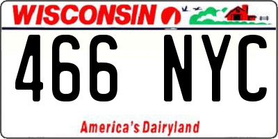 WI license plate 466NYC