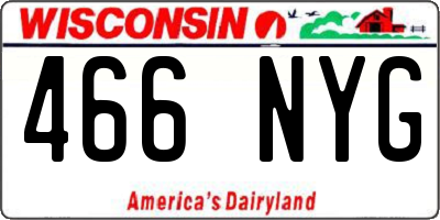 WI license plate 466NYG