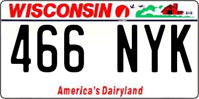 WI license plate 466NYK