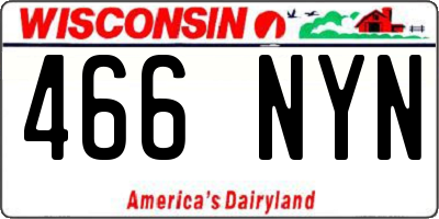 WI license plate 466NYN