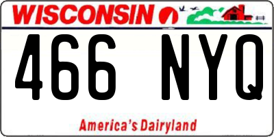 WI license plate 466NYQ
