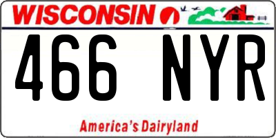 WI license plate 466NYR