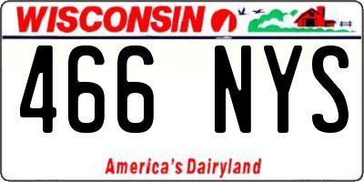 WI license plate 466NYS