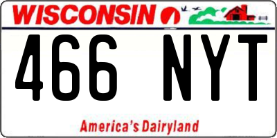 WI license plate 466NYT