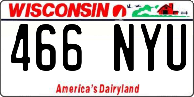 WI license plate 466NYU
