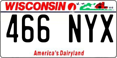 WI license plate 466NYX