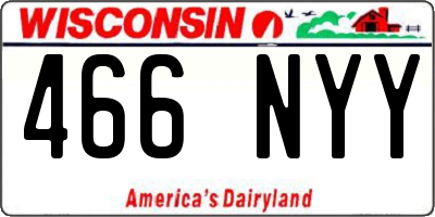 WI license plate 466NYY