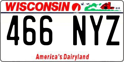 WI license plate 466NYZ