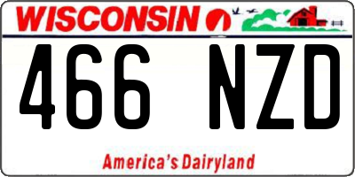 WI license plate 466NZD