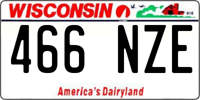 WI license plate 466NZE