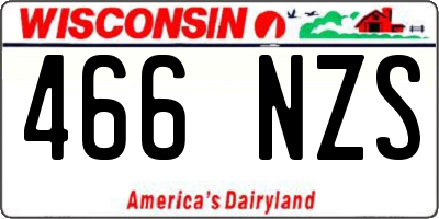 WI license plate 466NZS
