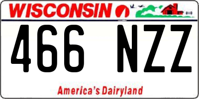 WI license plate 466NZZ