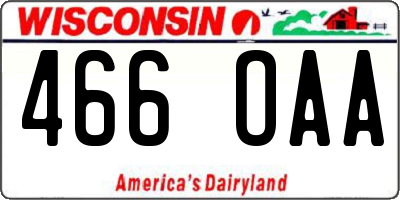 WI license plate 466OAA