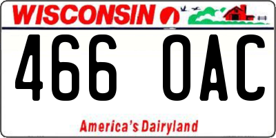WI license plate 466OAC