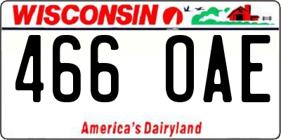 WI license plate 466OAE