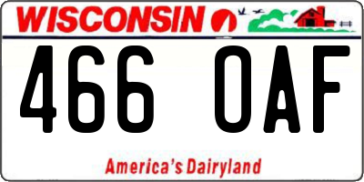 WI license plate 466OAF