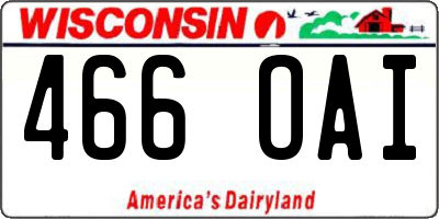 WI license plate 466OAI