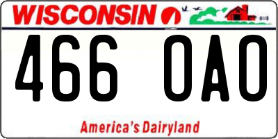 WI license plate 466OAO