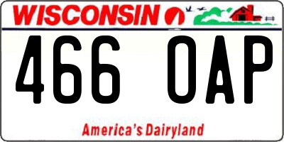 WI license plate 466OAP