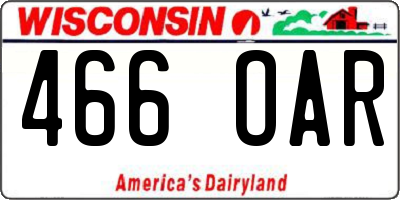 WI license plate 466OAR
