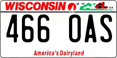 WI license plate 466OAS