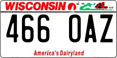 WI license plate 466OAZ