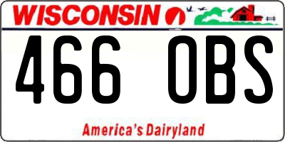 WI license plate 466OBS