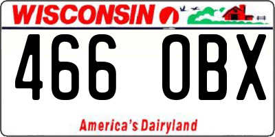 WI license plate 466OBX